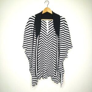 NWT Chico's Striped Sabrina Shawl Ruana Covering Black White Stripe One Size